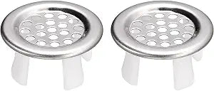 uxcell Sink Trim Overflow Cover, 2Pcs Sink Overflow Rings Metal Bathroom Kitchen Basin Hole Insert in Round Caps, Silver