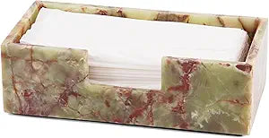 Radicaln Marble Tissue Box Holder 10x5 Inch Handmade Green Decorative Tissues Box Holder for Office Desk & Bathroom Counter Organizer, Rectangle Napkin Holder for Home Decor