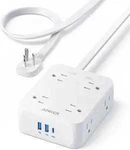 Anker Power Strip with 2000J Surge Protector, 5ft Outlet Extender, 20W, 8AC