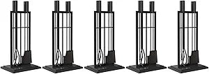 Panacea Firewood Tool Set Open Hearth Center with Fireplace Brush, Tong, Shovel, Poker, and Stand for Indoor and Outdoor Fireplaces, Black