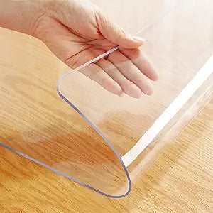 8ft Dining Room Table Cover Protector PVC Vinyl Rectangle Tablecloth Clear Plastic Desk Pad Coffee Kitchen Countertop Wood Marble Furniture Topper Protection Water Heat Resistant 38x96 Inch Non-Slip