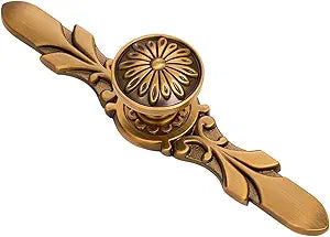 10 Pack Antique Copper Knobs with Backplate - 1.22 Knob & 5.8 Plate - Rustic Drawer Knob for Decorative Flower Look, Kitchen Cabinet Knobs, Bedroom Dresser