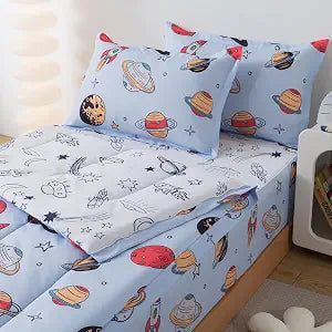Zipper Twin Bedding Set for Boys Outer Space Comforter Zip Up Bedding Kids Girls Planets All in One Zipper Bed Set with Rocket Sheets Soft Microfiber Universe Galaxy Bed in A Bag for Home