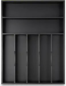 Besilord Silverware Organizer Kitchen Drawer Organizer Utensil Organizer Bamboo Silverware Holder Cutlery Organizer in Drawer Flatware Organizer Tray(7 slots, Black