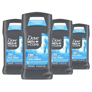 Dove Men+Care Antiperspirant Deodorant Cool Fresh 4 Count for a Long-Lasting Aqua Scent, with 72H Protection, 2.7 oz