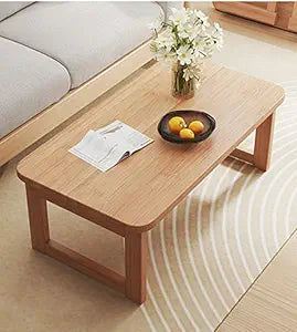 Small Folding Coffee Table Multi Functional Foldable Table Low Tables Bed Tray for Living Room Bedroom Balcony Solid Wood No Assembly (60CM)