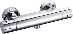 2-Handle Thermostatic Shower Valve Trim Wall mount US STANDARD Plumbing, Exposed Shower mixing valve with Constant Temperature water mixer for Bathroom, RV, Clawfoot Tub