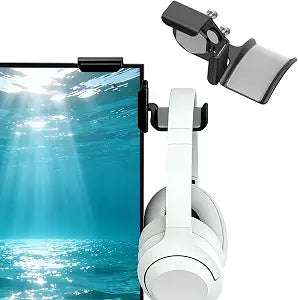 Clamp-On Headset Holder for Monitor, Adjustable Headphone Hanger