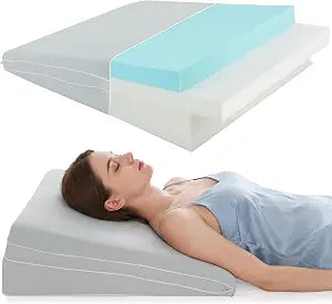 Adjustable Wedge Pillow, Q-max 0.35 Cooling Cover, 4 Heights Incline Pillow | 4 Adjustable Heights (2,4,6,8in), Memory Foam, Breathable Washable Cover, for GERD/Snoring/Back Pain/Leg Elevation