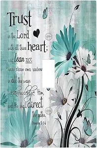 Farm Teal Daisy Bible Verse Inspirational Motivational Quote 1 Gang Single Toggle Light Switch Covers Decorative Wall Plate Switchplate Electrical Faceplate for Livingroom Office Bathroom Decor