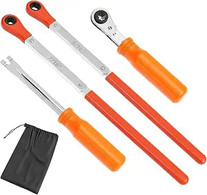 QWORK 4 Piece Slack Adjuster Wrench & Tool Kit, Heavy Duty Truck Brake Service Set with Ratcheting XL Wrenches (5/16", XL 7/16", XL 9/16") & Release Tool