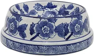 Aimusego Blue and White Cute Heavy Duty Non-Slip Chinoiserie Ceramic Pet Bowl Food/Water Dish for Large Puppies, Cats, Retrievers, Medium Sized Dogs-9inch