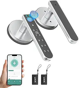 Fingerprint Door Lock, Finger Print Door Knobs Thumbprint Door Knob with App Control/Fingerprints/IC Cards/Codes/Keys, Smart Lock for Bedroom Home Apartment