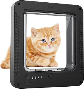 Smart Cat Door for Interior & Exterior Doors, Inter Frame Size 8.34" x 7.83", Microchip Kitten Door with 3 RFID Collar Sensor Keys, Electronic Activated Opening Pets Cats Flap for Windows, Walls