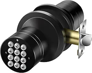 Buoan Door Knob with Keypad, Keyless Entry Door Lock, Black Electronic Code Locks Door Knob, Passage Mode, Easy to Install for Home,Office,Hotel,Bedroom
