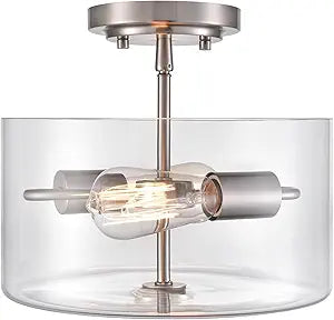 ML Lighting Verlana 2-Light Semi-Flush Ceiling Mount Brushed Nickel