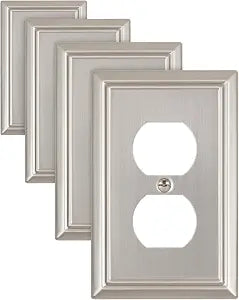 Switch Plates Outlet Covers, 4-Pack Brushed Nickel Metal Wall Plate