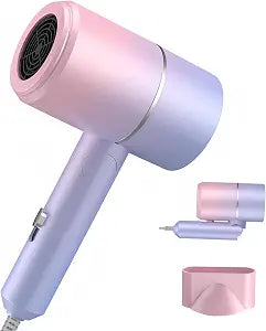 Foldable Ionic Hair Dryer with Diffuser, 1875W, Pink Blue