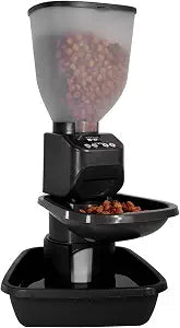 Feeding Friend Automatic Dog & Cat Food Feeder with Water Dispenser Smart Pet Feeder with Portion Control, OLED Display, Anti Jam Design, Battery Operated Dispenser for Small XS 4-15 lbs Pets Black
