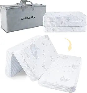 Pack and Play Mattress, 38x26 Trifold Pack N Play Mattresses Dual-Sided High Density Memory Foam, Portable Travel Mattress for Pack N Play with Breathable Removable Cover and Carry Bag