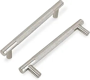 COTYKILEY 10 Pack 5 Inch(128mm) Brushed Satin Nickel Cabinet Handles Sliver Knurled Kitchen Cabinet Pulls Cabinet Door Handles Kitchen Cabinet Hardware