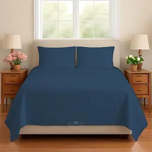 Yarns of Cotton Sleeper Sofa Bed Sheet Set 4 PC's Sleeper Sofa 100% Brushed Microfiber Bedsheet, Ultra Soft, Breathable & Comfortable Easily Fits Upto 4 Inch Drop (Full, Medium Blue)