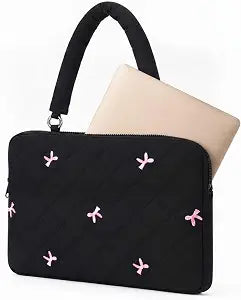 Konohan Cute Bow Puffy Laptop Case, 13-14 Inch, Black