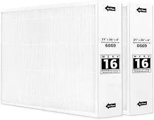2 Pack X6669 MERV 16 21x26x4 Air Filter, High Efficiency Replacement for Lennox X6667,X8345,X6669 Filter Compatible with PCO-20C PureAir,Fit 21x26x4 Furnace Filter