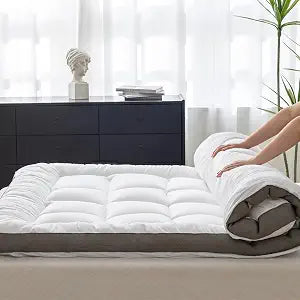 Ultimate Comfort and Cooling: 100% Cotton 2" Full Mattress Topper - Luxurious Softness, Good for Back Pain, Revolutionary Cooling Technology, No-Slip Design, Ideal for Deep Sleep Mattress Pad