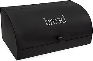 AuldHome Design Farmhouse Black Bread Box; Retro Vintage Style Enamel Countertop Bread Bin