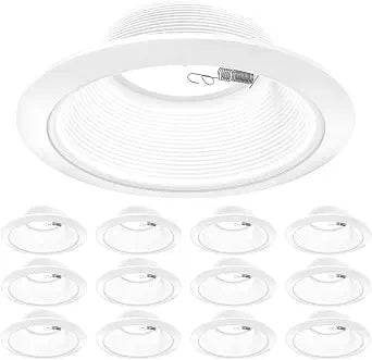 Sunco 12 Pack 6 Inch Step Baffle Ceiling Can Light Trim
