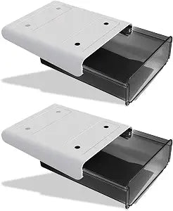 Under Desk Drawer Organizer,2 Pack Self-Adhesive Attachable Under Desk Storage Drawer, Hidden Desk Drawer Slide-out, Stick on Drawer Under Mounted for Office Home Closet Stationery