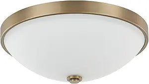 Capital Lighting 2323AD-SW Fifth Avenue Soft White Glass Flush Mount Ceiling Light, 2-Light 120 Total Watts, 5" H x 13" W, Aged Brass