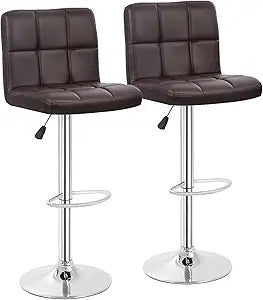FDW Counter Height Swivel Bar Stools PU Leather Padded with Back, Height Adjustable Counter Stool Barstools Dining Chair (Brown)