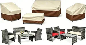 Gasadar Patio Furniture Cover , Outdoor Furniture Covers Waterproof for Patio Loveseat, Chair and Coffee Table, Beige & Brown