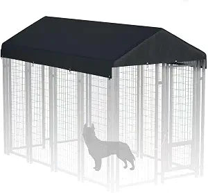 10' x 5' Dog Kennel Cover 600D Heavy Duty Waterproof Replaceable Dog Kennel Top Cover - Black (Top Cover Included Only)
