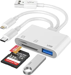 SD Card Reader for iPhone iPad Mac, 3-in-1 USB-C & Lightning & USB-A MicroSD/SD Adapter, Plug & Play Camera Adapter to iPhone, High-Speed Memory Card Reader for Digital Camera Trail Camera,Laptop