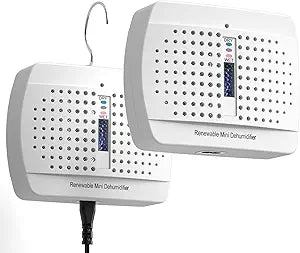 2 Pack Small Dehumidifier, Rechargeable Moisture Absorbers, Gun Safe Mini Dehumidifiers Humidity Absorbers, Damp Rid, Portable for Car Closet Bathroom Wardrobe Small Room