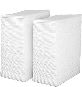 Linen Feel Disposable Guest Towels - Cloth Like White Paper Hand Napkins 200 Pack - Highly Absorbent, Soft Fancy Guest Hand Towels for Bathroom, Parties, Dinner, Cocktails, Kitchen, Weddings & Events