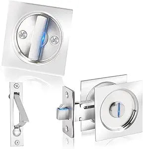 Dontay Pocket Door Privacy Lock with Pull, Stainless Steel 304 Contemporary Pocket Door Knob, Flush Door Handles, Privacy (Bed/Bath) Latch, 2-3/8" Backset, Sliding Barn Hardware (1, Brushed Nickel)