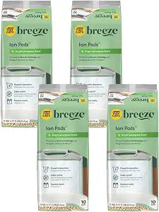 Tidy Cats Breeze Bright Lemongrass Scented Ion Cat Litter Box Pads Refill Pack - 10 CT (Pack of 4)