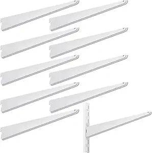 Yalikop 10 Pack Adjustable Shelf Brackets for Double Track System Closet Organization Heavy Duty Wire Shelf Brackets(White,16.5 Inches)
