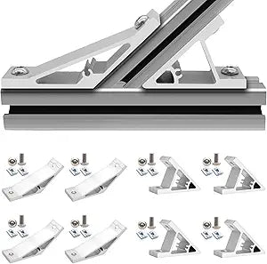 8pcs 4040 45/135 Degree Corner Bracket Connector 4040 Extrusion Hardware T-Slot V-Slot Accessories with Screws and Nuts for 4040 Aluminum Extrusion Angle 3D Printer Framing Accessories Silver
