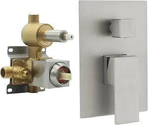 Drettyer Brushed Nickel Solid Brass 3 Way Outlet Function Shower Diverter Valve Pressure Balancing Mixer Shower Valve Kit Replacement