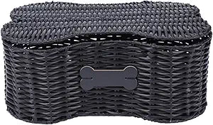 Morezi Dog toy basket bin box with lid bone shape designed personalized great for organizing chew toys leashes clothing in living room area for pet dogs cats breeds