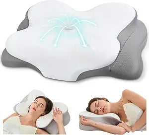 Cervical Neck Pillow, Ergonomic Memory Foam Pillow for Neck Pain Relief with Dual-Height Design, Breathable Cover, Neck Support for Side Back & Stomach Sleepers, Odorless White 1 pcs