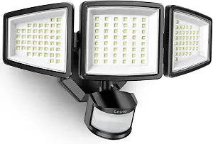Lepro LED Security Lights, Outdoor Motion Sensor Light, Flood Lights with 3 Adjustable Heads, 270 Wide Lighting Angle, 27W 3200LM Super Bright, IP65 Waterproof for Yard Porch Garage, Black