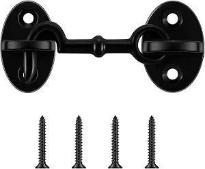 1 Piece 2.75 Inch Brass Hook and Eye Latch Gate Door Latch, Black