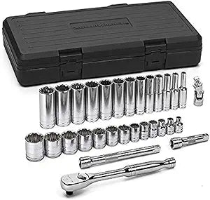 GEARWRENCH 30 Pc. 3/8" Drive 12 Pt. Mechanics Tool Set, Standard & Deep, SAE - 80568
