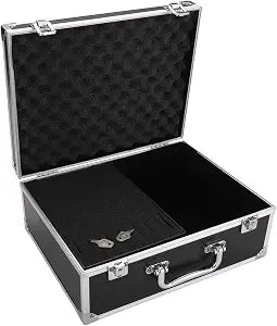 Tattoo Kit Box,Tattoo Case Organizer 12.6" x 9.5" x 5.1" W/Lock Machine Carrying Case,Aluminum Alloy with Sponge for Tatto Machine Box (black)